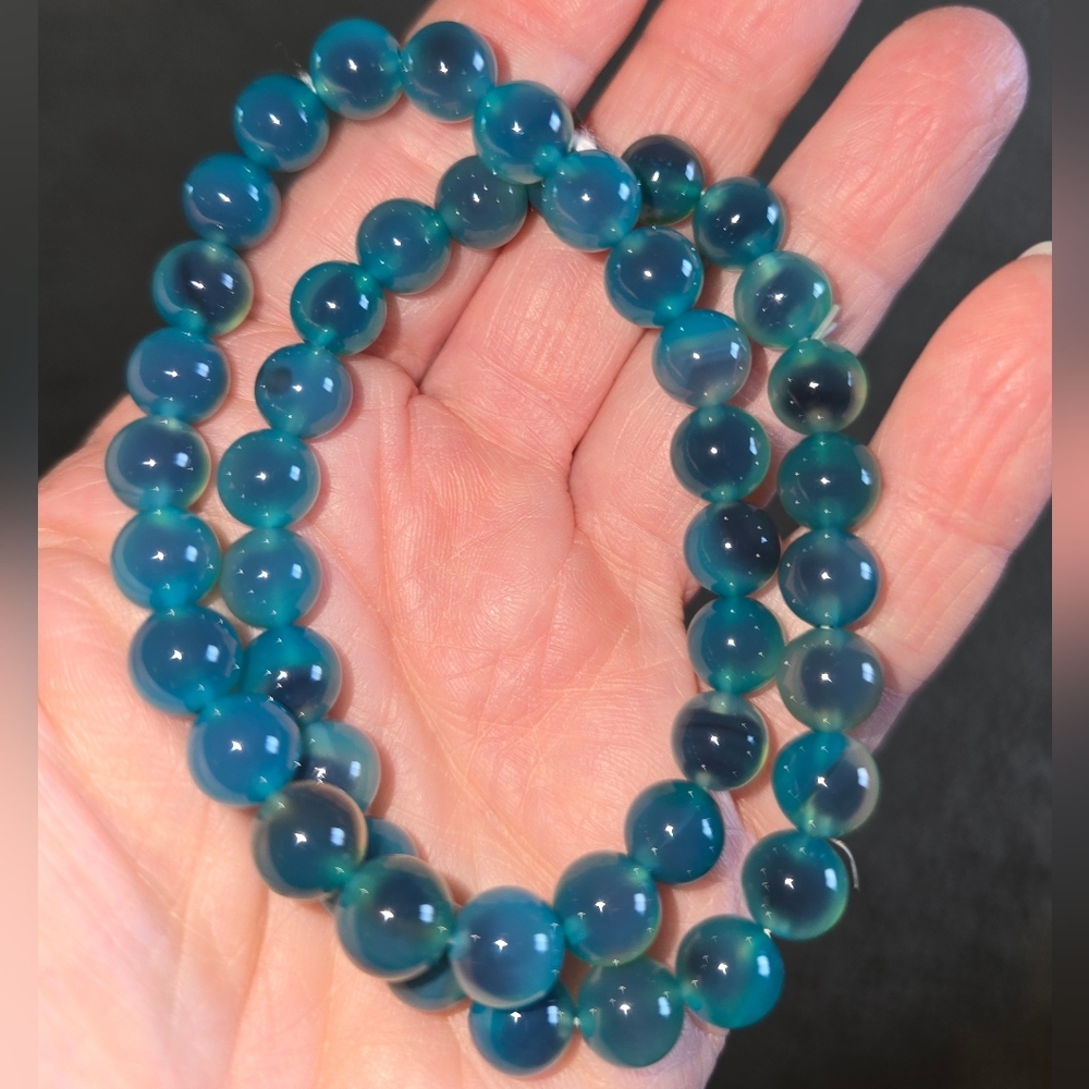 8mm Natural Blue Sugar Heart Agate Bracelet